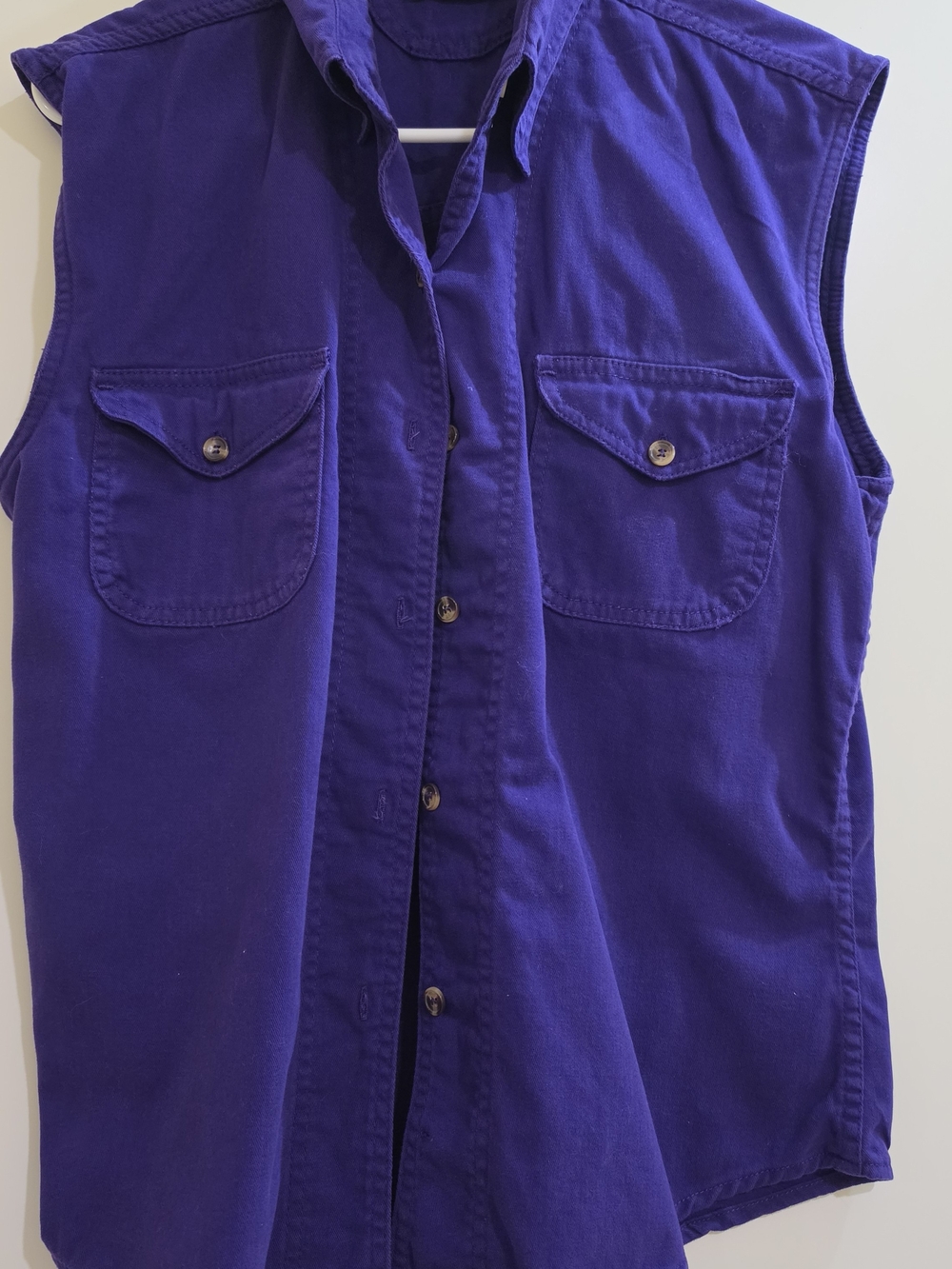 Sleeveless Button-Down Shirt Vest in Purple